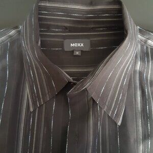 MEXX SZ M Men's Black & White Striped Button Up Dress Shirt